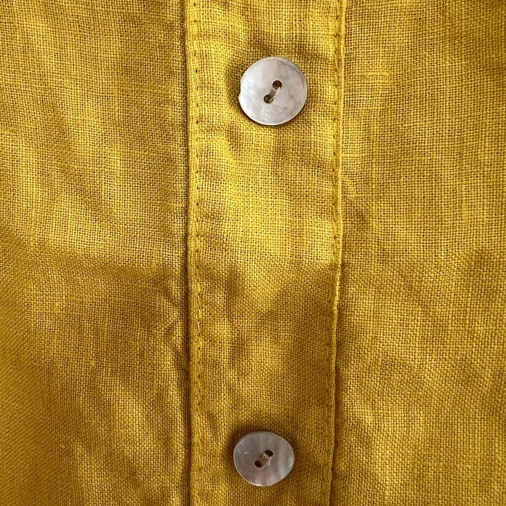 Terzo Millennio 100% Linen Ruffle Hem Shift Dress in Chartreuse Yellow, L - Picture 4 of 7